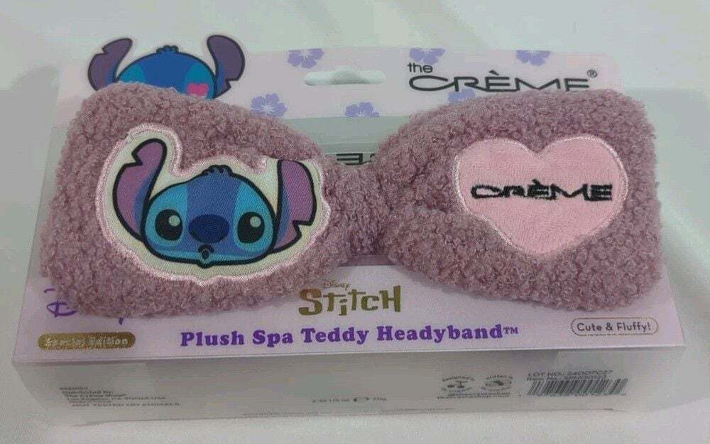 The Crème Shop x Disney Stitch Plush Spa Teddy Headband - Mauve New
